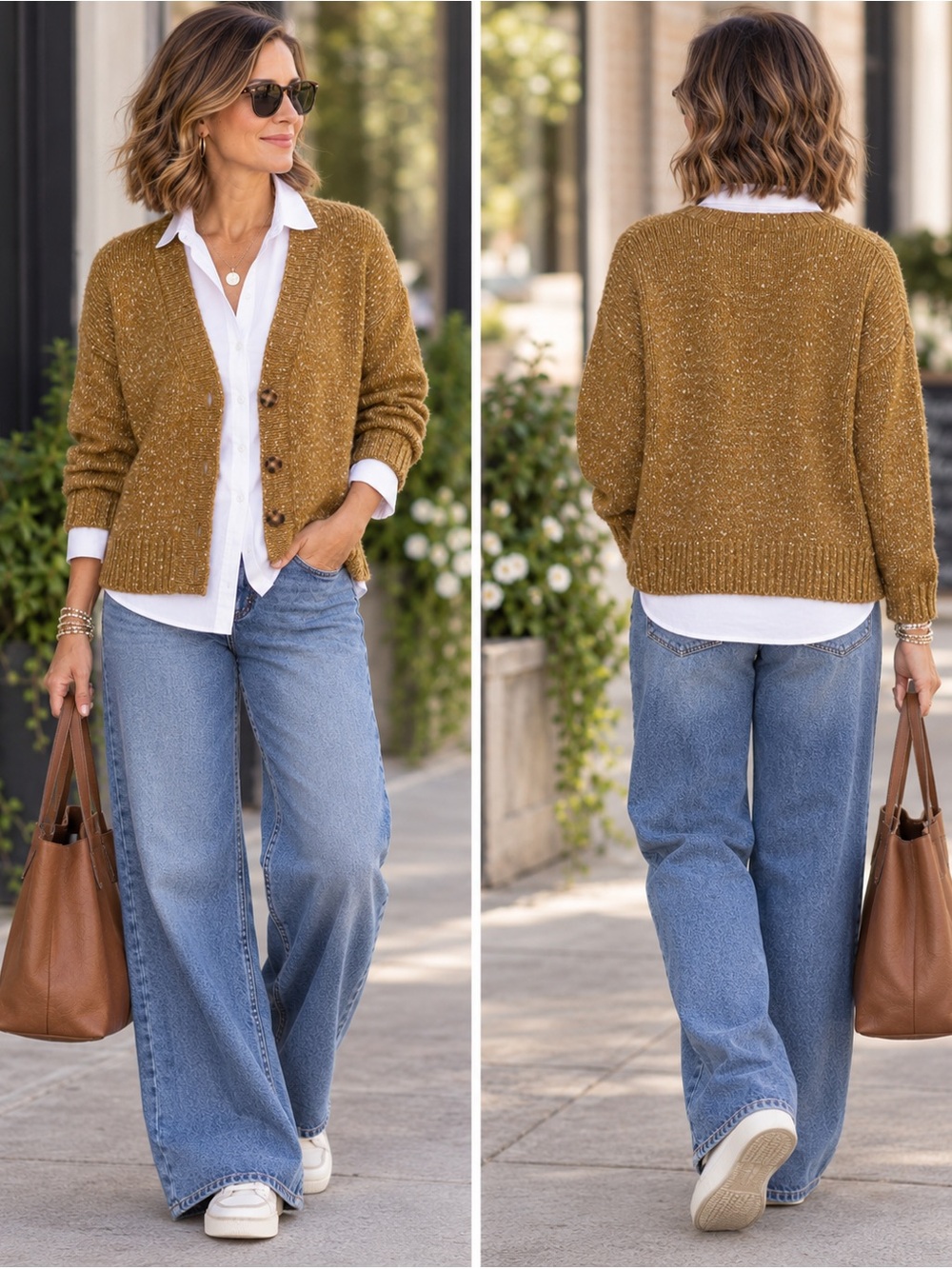 SO Brown speckled Cardigan Sweater Size Medium